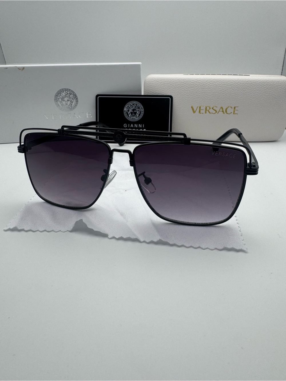 Versace Black Frame Purple Gradient Lens Sunglasses